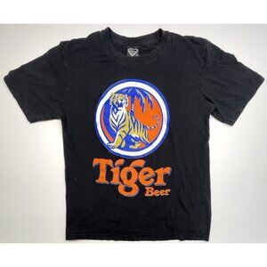 Womens XL Black TIGER BEER S/S Graphic T-SHIRT Screen by Wasana 100% Cotton EUC